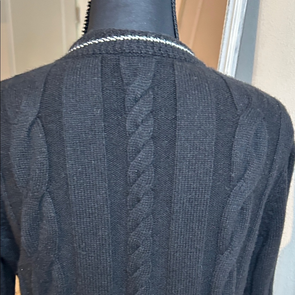 Talbots Black Cable Knit Cardigan with Gold Buttons - Picture 9 of 13
